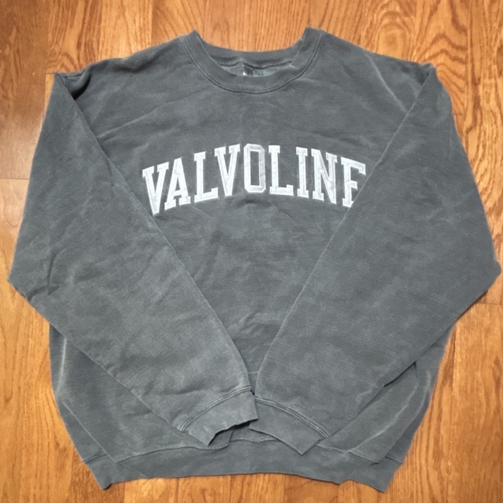 Valvoline Cotton Fleece Gray XL Crew Neck Graphic Pullover Racing Oil